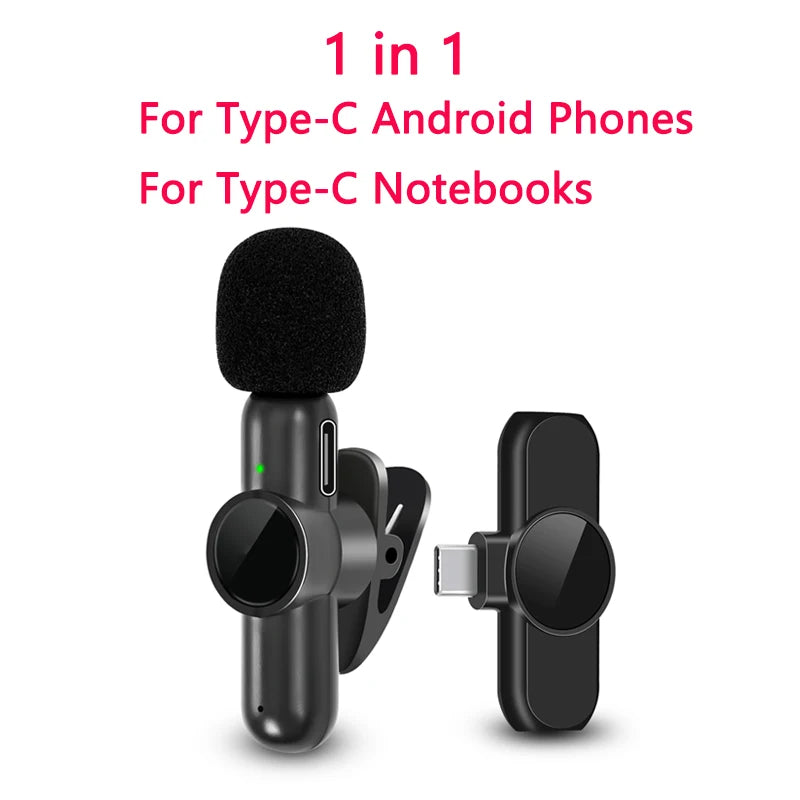 K61 Wireless Lavalier Microphone Audio Video Recording Mini Mic For iPhone iPad Android Laptop Live Gaming Smartphone Microphone